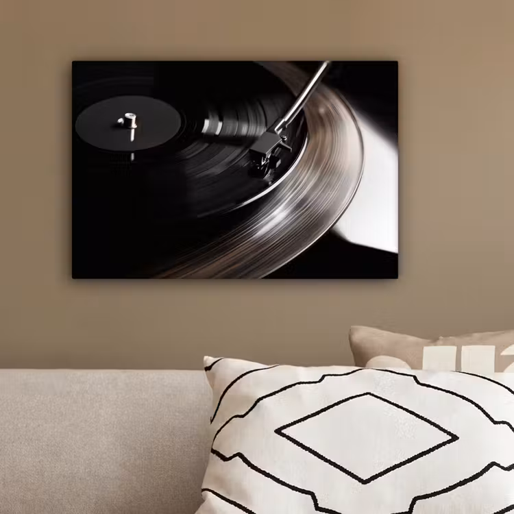 Close-up - Vinylplaat - Platenspeler - Zwart canvas 2cm klein -sfeer3