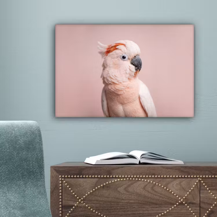 Kaketoe - Portret - Roze canvas 2cm klein -sfeer4