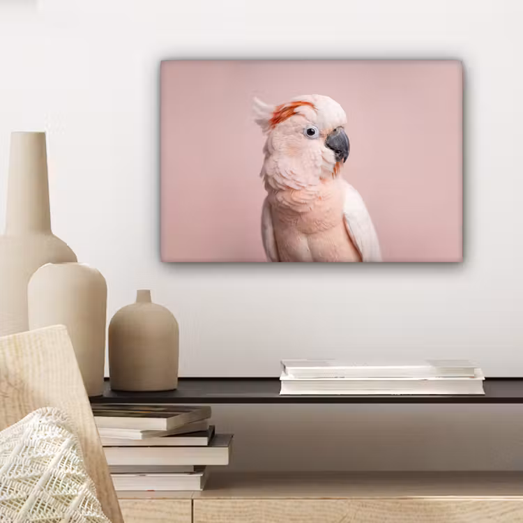 Kaketoe - Portret - Roze canvas 2cm klein -sfeer6