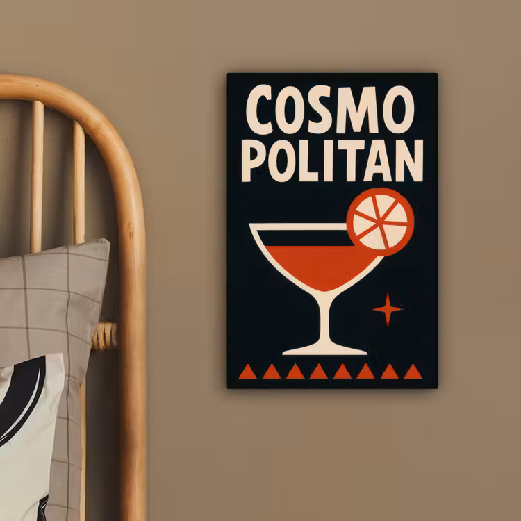 Cocktail - Zwart - Illustratie canvas 2cm klein -sfeer3