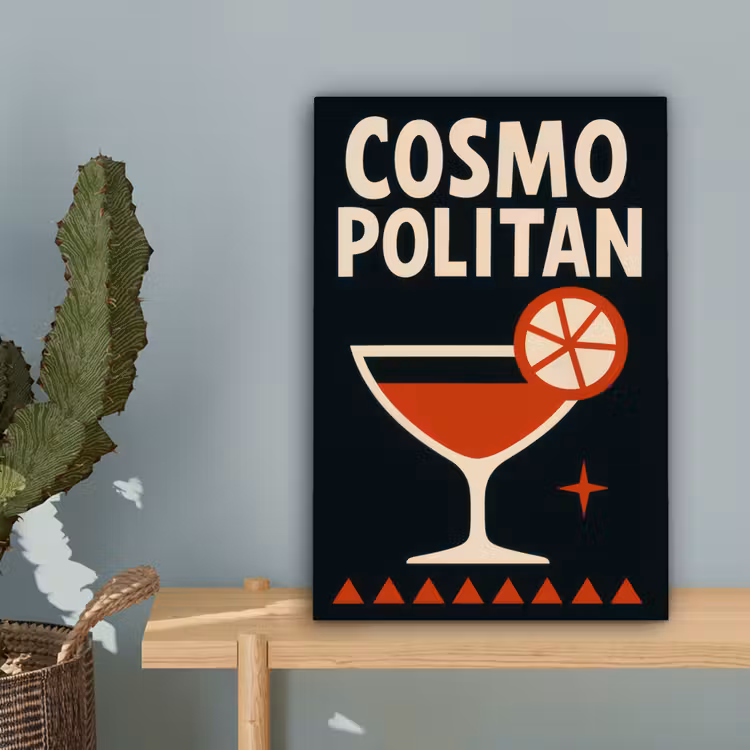 Cocktail - Zwart - Illustratie canvas 2cm klein -sfeer4