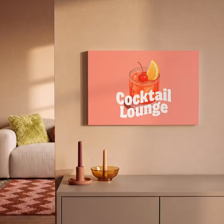 Cocktail Lounge - Glas - Koraal canvas 2cm klein -sfeer1