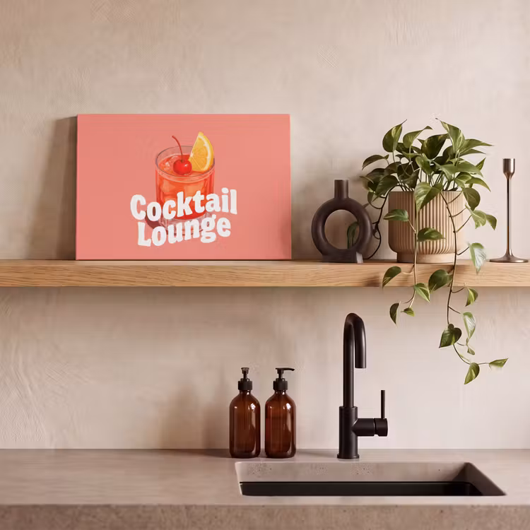 Cocktail Lounge - Glas - Koraal canvas 2cm klein -sfeer3