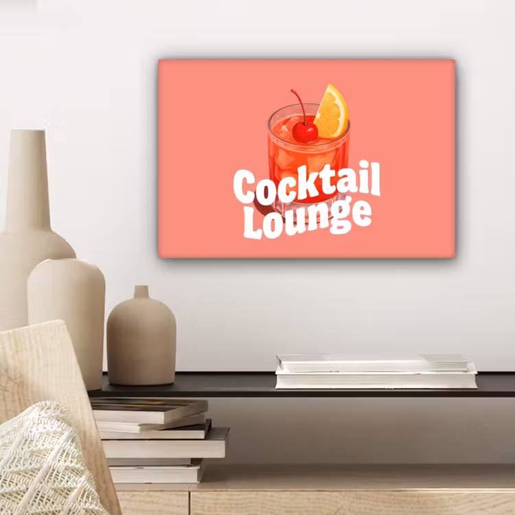 Cocktail Lounge - Glas - Koraal canvas 2cm klein -sfeer6