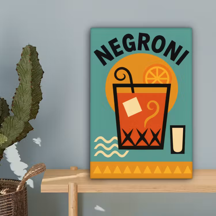 Cocktail - Negroni - Art - Sinaasappel canvas 2cm klein -sfeer4