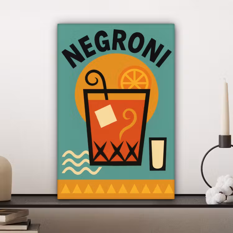Cocktail - Negroni - Art - Sinaasappel canvas 2cm klein -sfeer6
