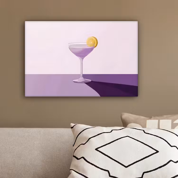 Cocktail - Paars - Minimalistisch - Citroen canvas 2cm klein -sfeer3
