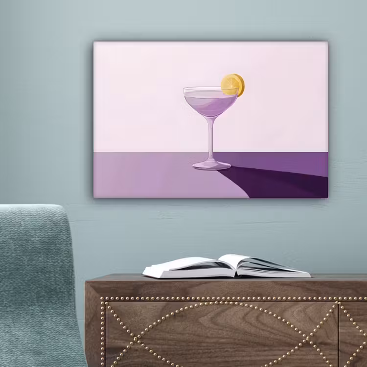 Cocktail - Paars - Minimalistisch - Citroen canvas 2cm klein -sfeer4