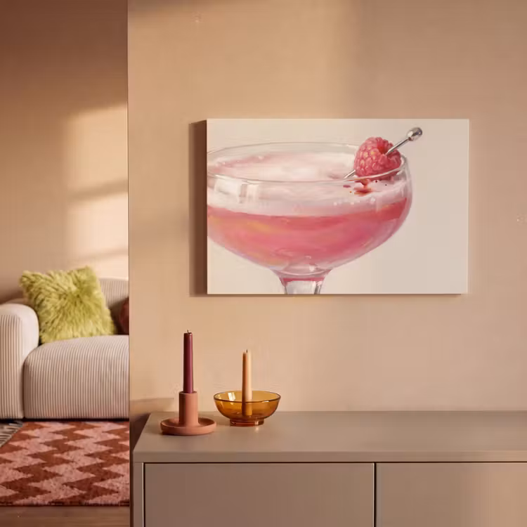 Cocktail - Framboos - Drank - Modern - Roze canvas 2cm klein -sfeer1