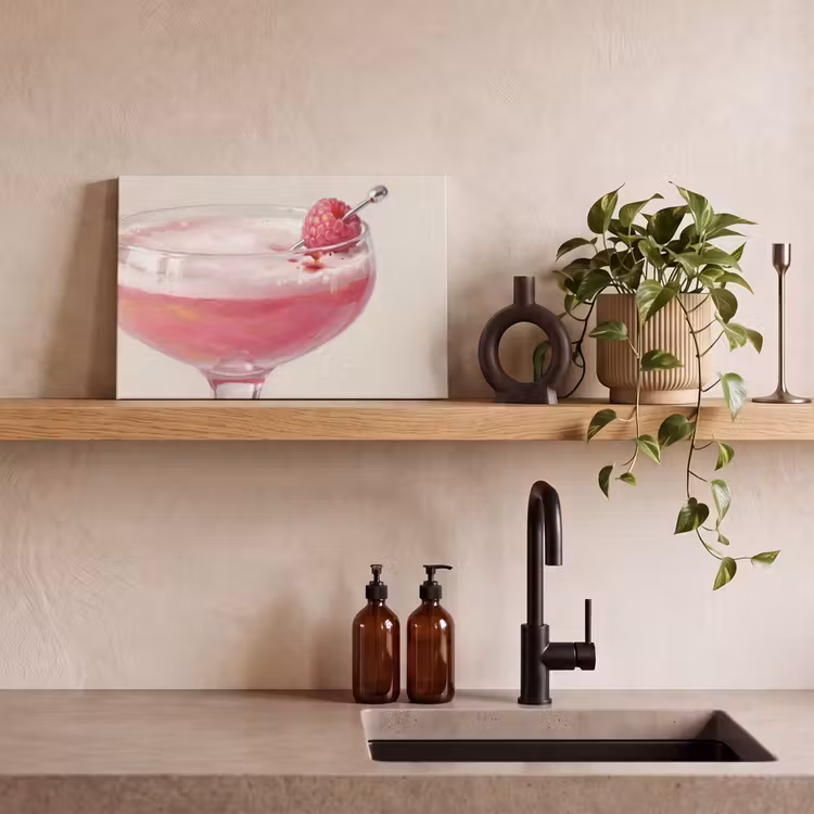 Cocktail - Framboos - Drank - Modern - Roze canvas 2cm klein -sfeer3