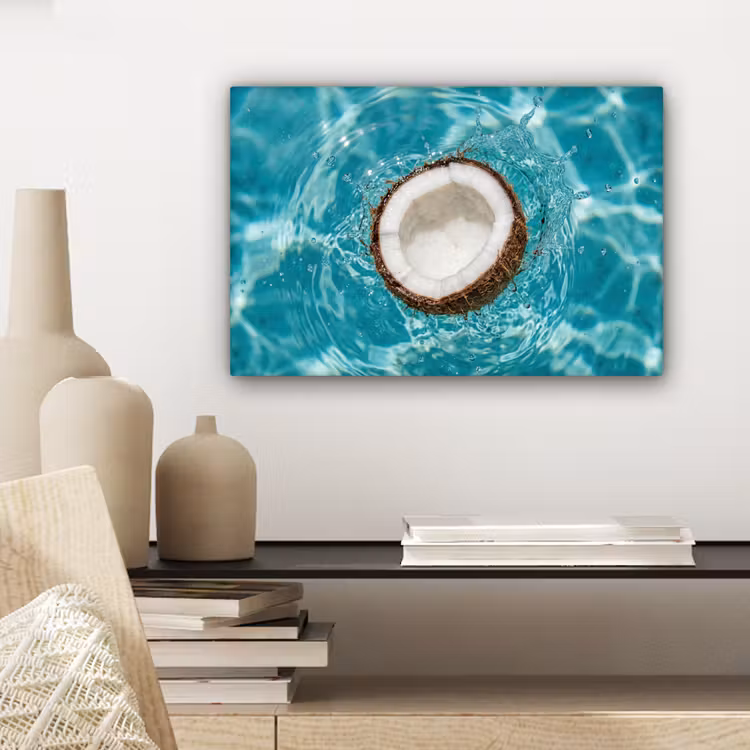 Kokosnoot - Water - Wit canvas 2cm klein -sfeer6