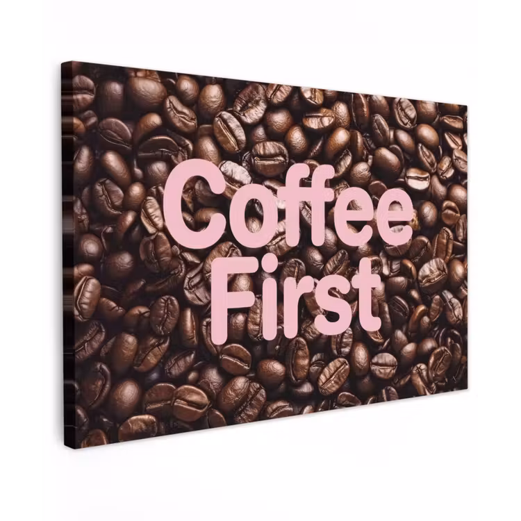 Coffee First - Koffiebonen - Roze canvas 2cm klein -z3d