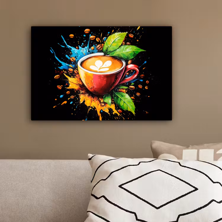 Koffie - Graffiti - Drinken - Abstract canvas 2cm klein -sfeer3