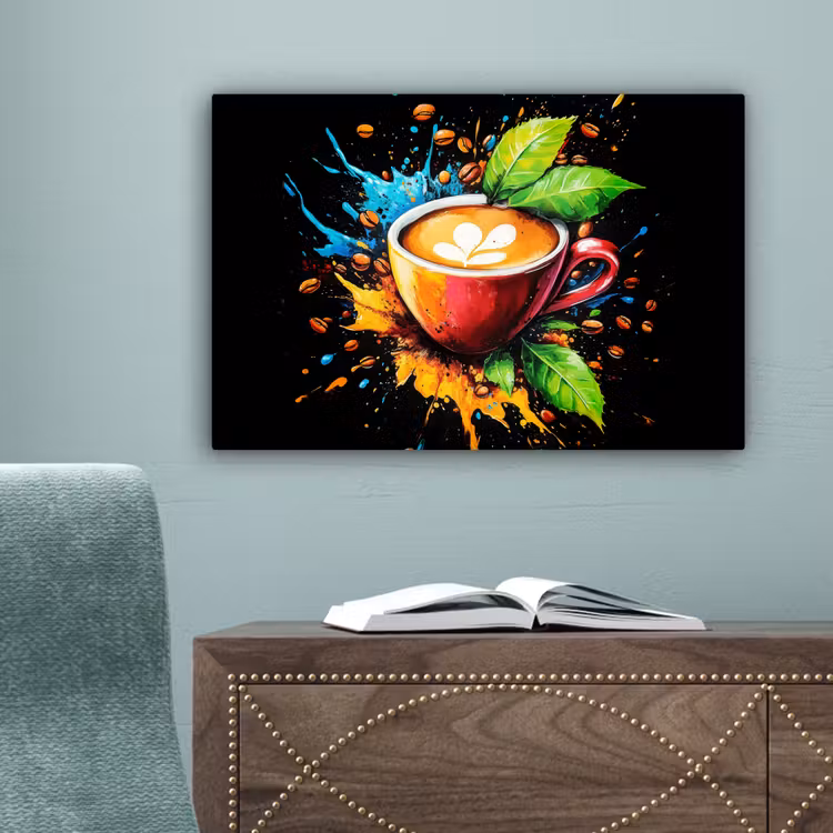Koffie - Graffiti - Drinken - Abstract canvas 2cm klein -sfeer4