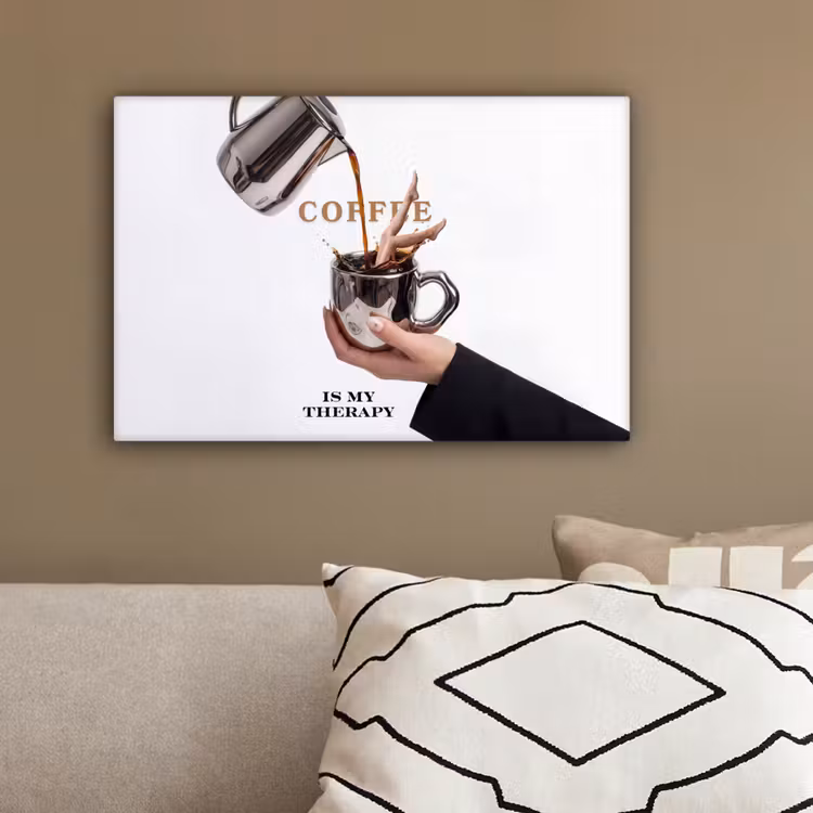 Koffie - Mok - Kan - Therapie canvas 2cm klein -sfeer3