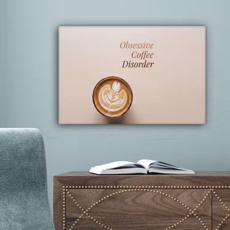 Koffie - Obessive Coffee Disorder - Beige canvas 2cm klein -sfeer4