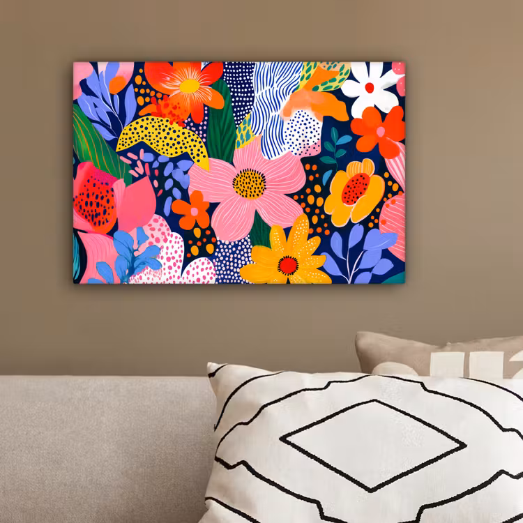 Kleurrijk - Bloemen - Abstract - Stippen canvas 2cm klein -sfeer3