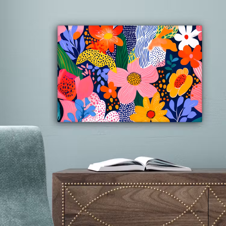 Kleurrijk - Bloemen - Abstract - Stippen canvas 2cm klein -sfeer4