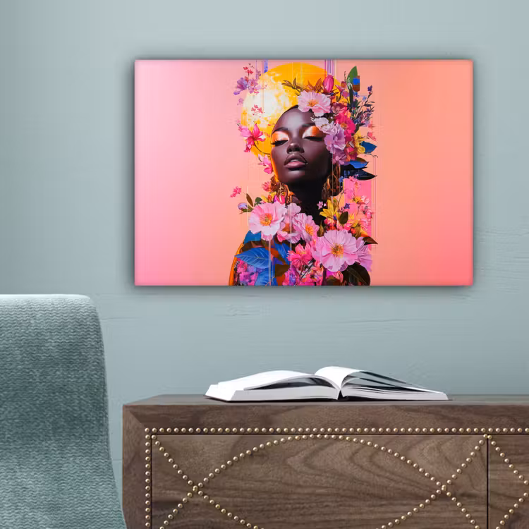 Kleurrijk - Bloemen - Vrouw - Zon canvas 2cm klein -sfeer4