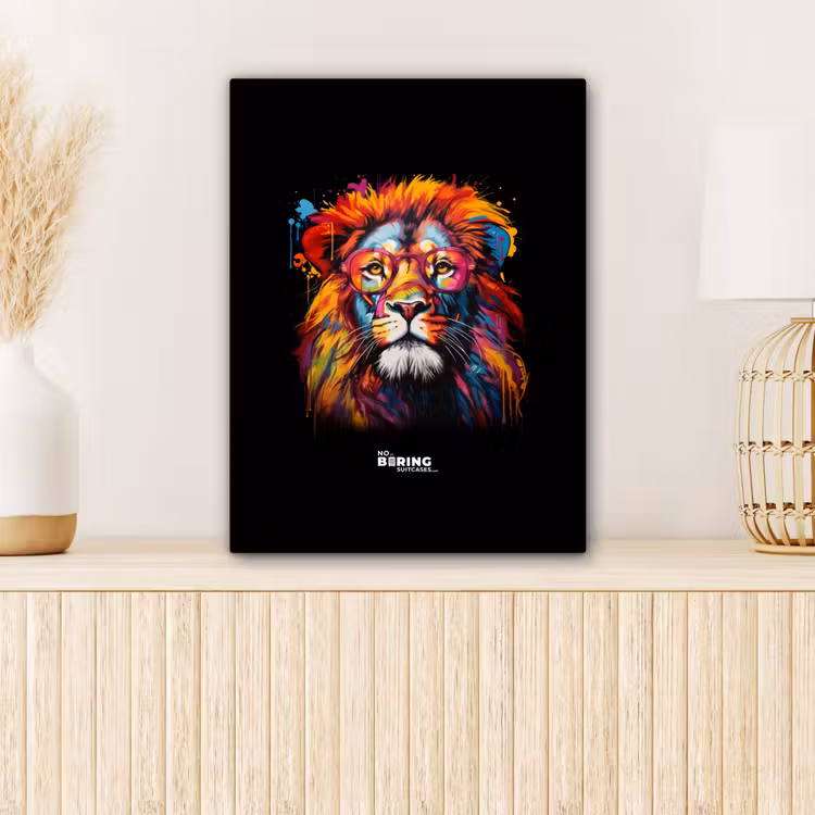 Kleurrijke leeuw in graffiti stijl canvas 2cm klein -sfeer5