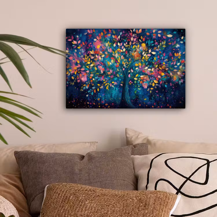 Kleurrijk - Boom - Magisch - Abstract canvas 2cm klein -sfeer1