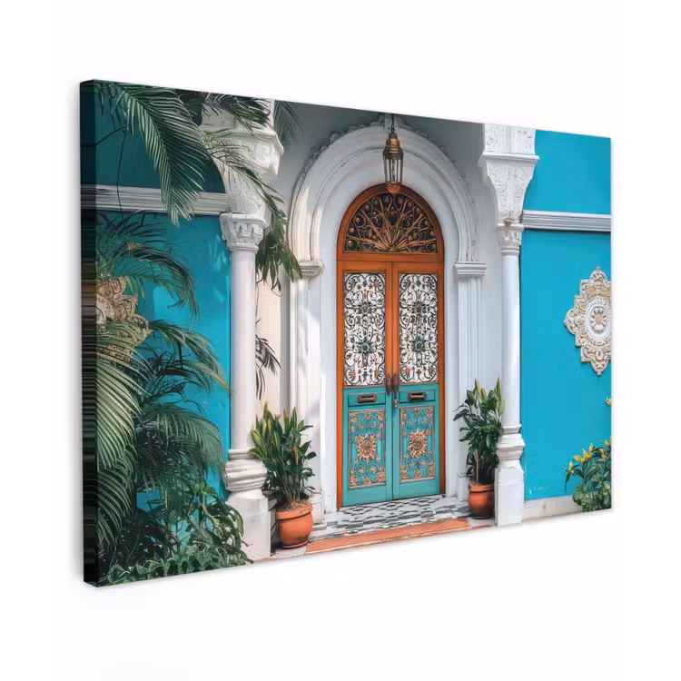 Zuilen - Sierlijke - Deur - Blauw canvas 2cm klein -z3d