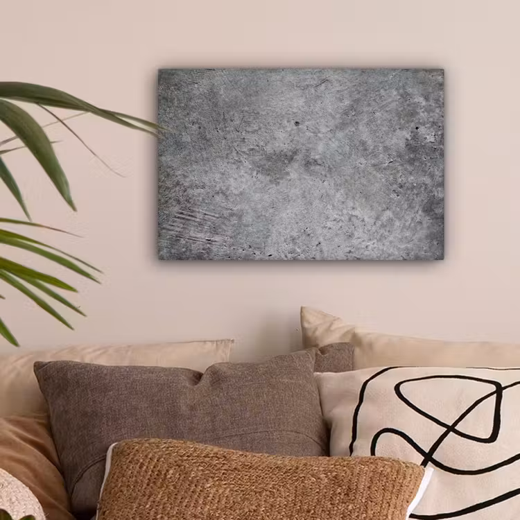 Beton - Leisteen - Grijs -Betonstructuur canvas 2cm klein -sfeer1