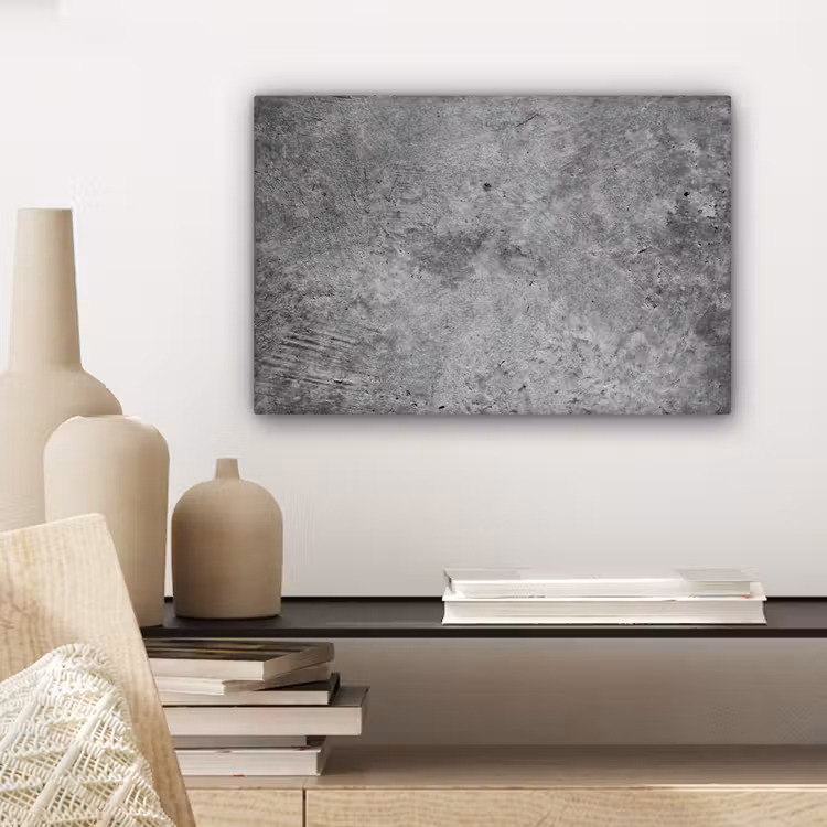 Beton - Leisteen - Grijs -Betonstructuur canvas 2cm klein -sfeer6