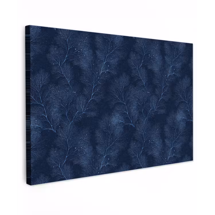 Koraal - Takken - Patroon - Nachtblauw canvas 2cm klein 34 -z3d