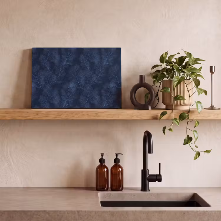 Koraal - Takken - Patroon - Nachtblauw canvas 2cm klein 34 -sfeer3