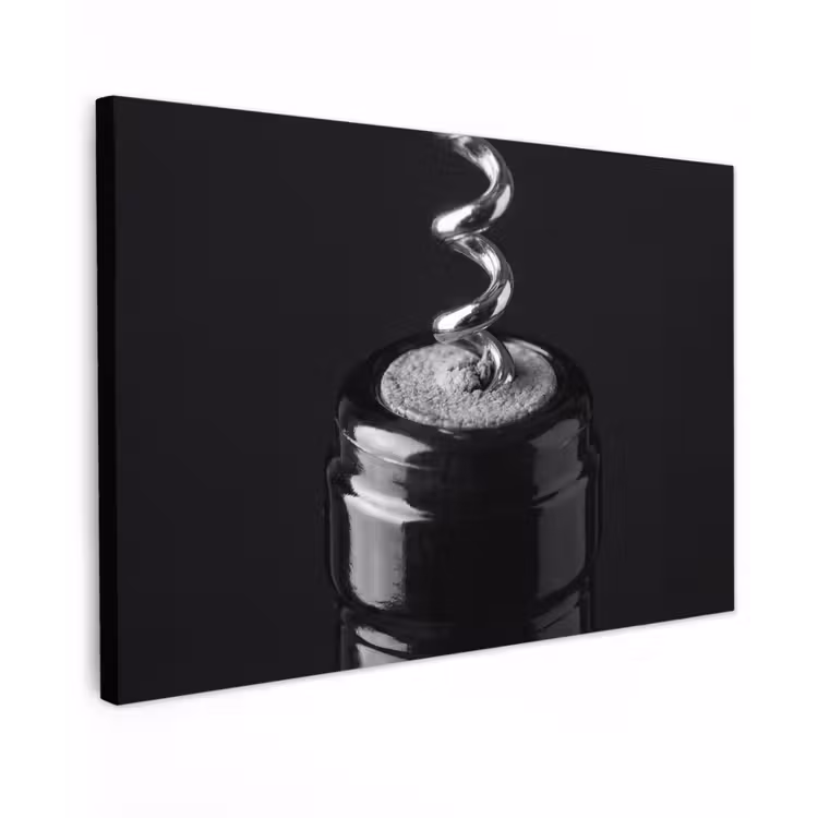 Kurkentrekker - Wijn - Zwart - Wit canvas 2cm klein -z3d