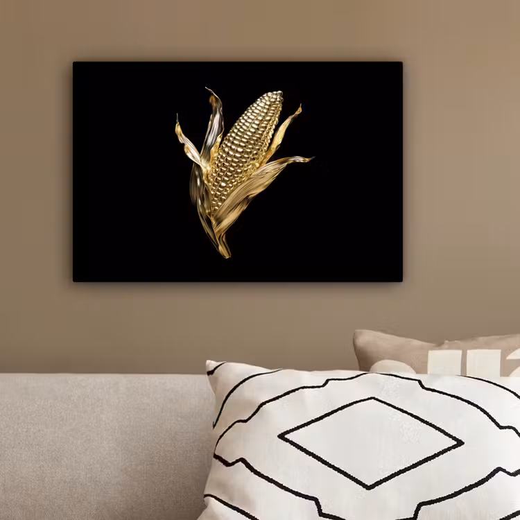 Mais - Eten - Goud - Zwart canvas 2cm klein -sfeer3
