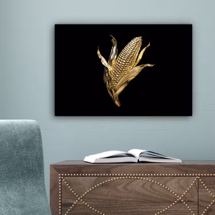 Mais - Eten - Goud - Zwart canvas 2cm klein -sfeer4