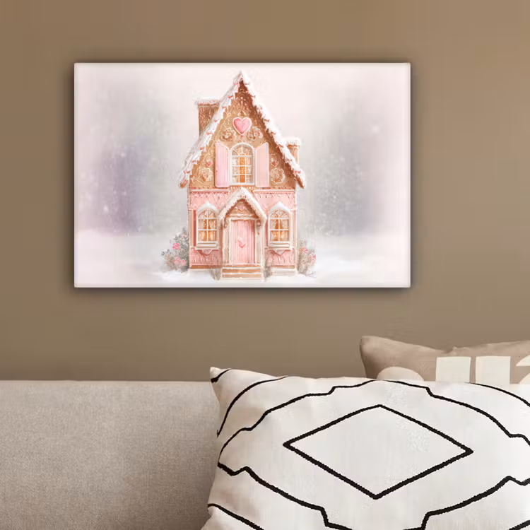 Huisje - Suiker - Pastel canvas 2cm klein -sfeer3