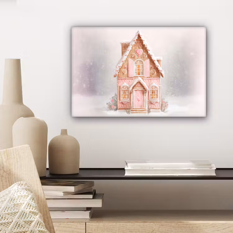 Huisje - Suiker - Pastel canvas 2cm klein -sfeer6