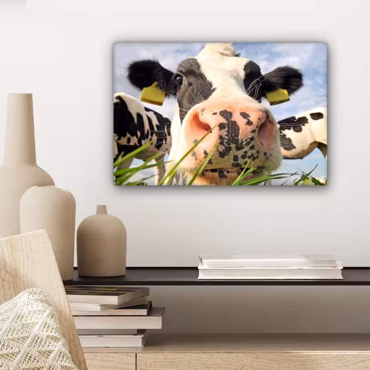 Koe - Boerderij - Gras - Dieren canvas 2cm klein -sfeer6