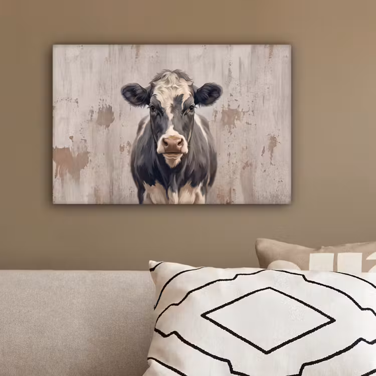 Koe - Portret - Dieren - Modern canvas 2cm klein -sfeer3