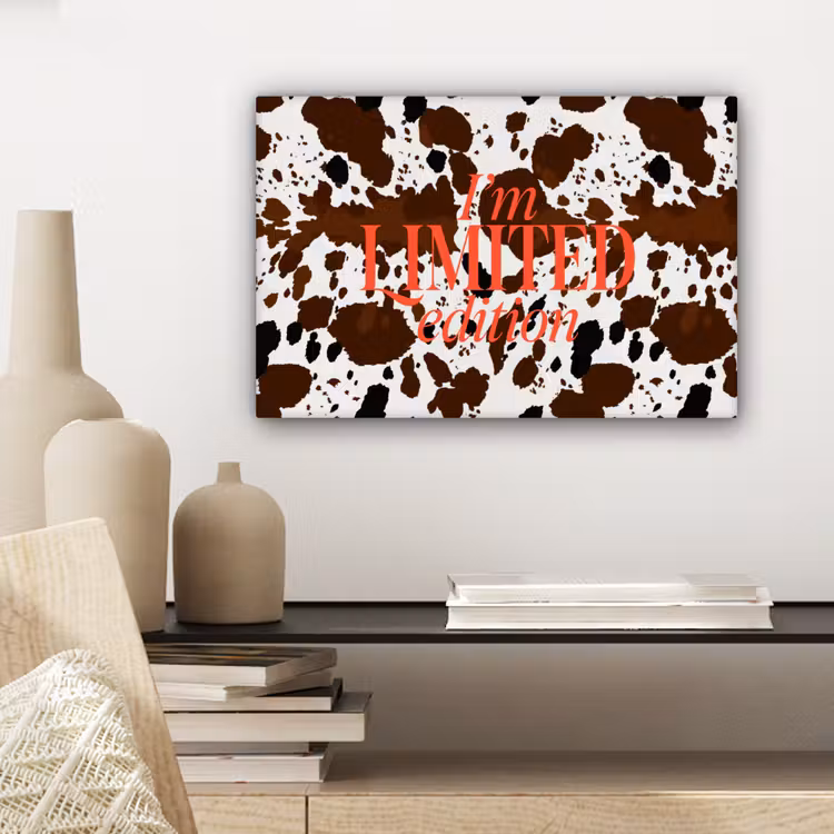 Koeienprint - Limited edition - Rood canvas 2cm klein -sfeer6