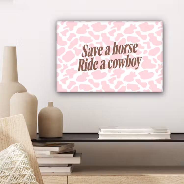 Koeienprint - Roze - Cowboy - Horse canvas 2cm klein -sfeer6