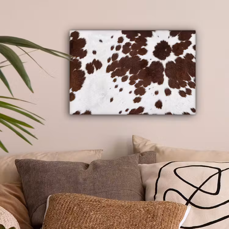 Koeienhuid - Klassiek - Bruin canvas 2cm klein -sfeer1