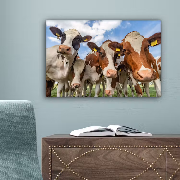 Koeien - Dieren - Weiland - Natuur canvas 2cm klein -sfeer4