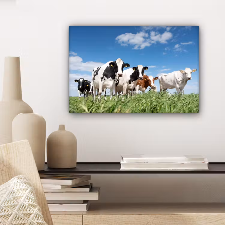 Koeien - Platteland - Weiland - Natuur - Dieren canvas 2cm klein -sfeer6