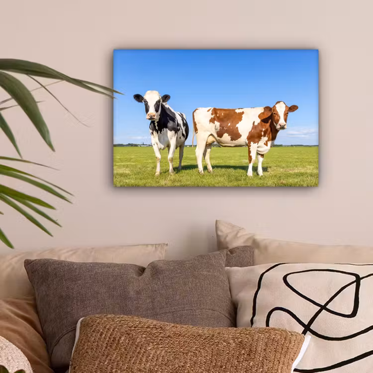 Koeien - Boerderij - Gras- Natuur - Dieren canvas 2cm klein -sfeer1