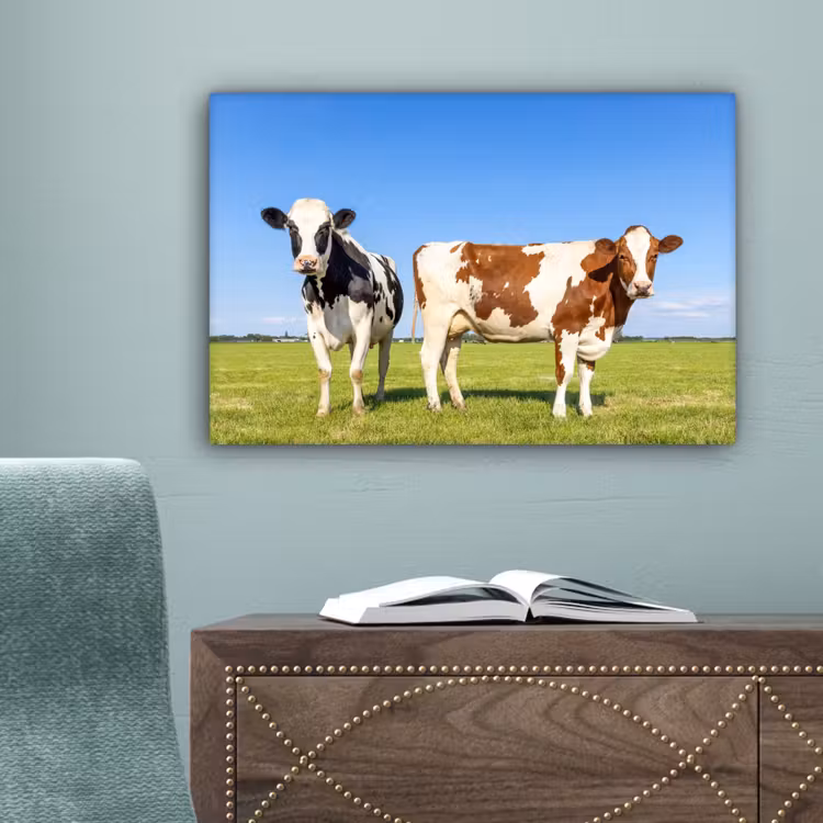 Koeien - Boerderij - Gras- Natuur - Dieren canvas 2cm klein -sfeer4