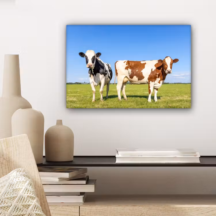 Koeien - Boerderij - Gras- Natuur - Dieren canvas 2cm klein -sfeer6
