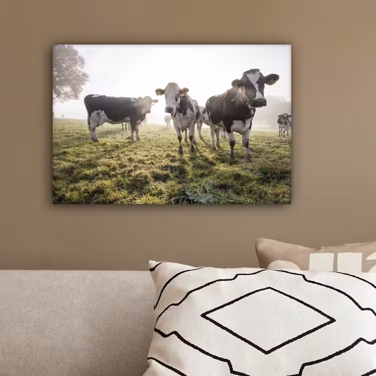 Koeien - Licht - Gras - Dieren canvas 2cm klein -sfeer3