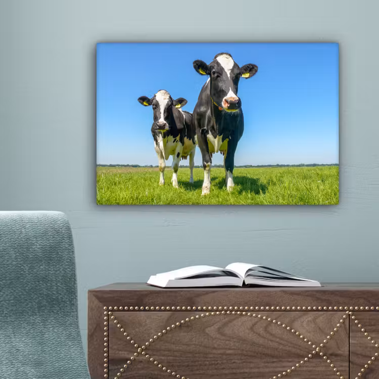 Koeien - Weiland - Gras - Dieren - Boerderij canvas 2cm klein -sfeer4