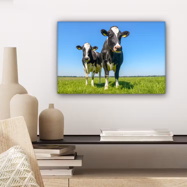 Koeien - Weiland - Gras - Dieren - Boerderij canvas 2cm klein -sfeer6