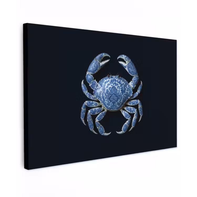 Krab - Delfts blauw - Dieren canvas 2cm klein -z3d
