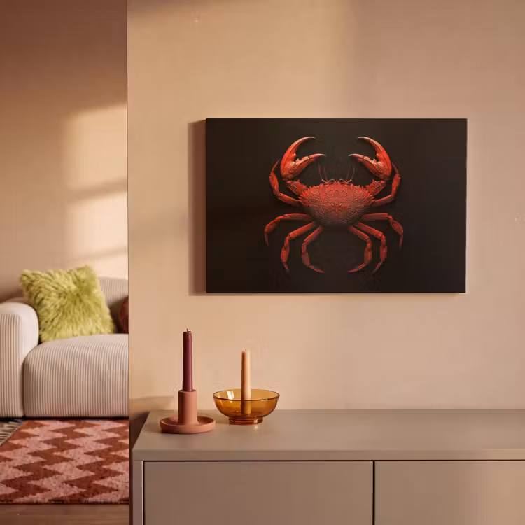Krab - Rood - Vissen - Schaaldieren canvas 2cm klein -sfeer1